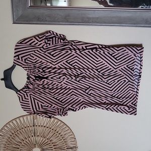 L Stripped Worthington Black & Rose gold Blouse